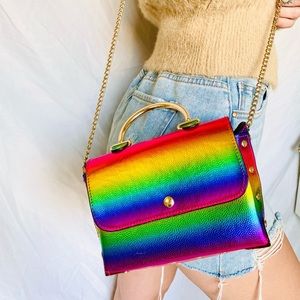 RAINBOW METALLIC CLUTCH BAG